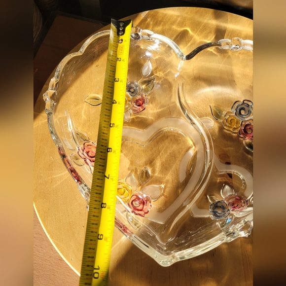 Vintage Lead Crystal Mikasa Heart Shaped Bowl Double Hearts - Picture 6 of 16